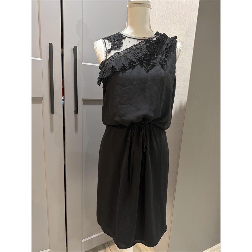 BCBG Maxazria Angeline Black Crepe Cocktail Sheath Dress Small